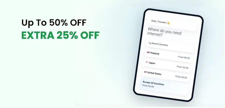 Sitewide – Up To 50% + Extra 25% OFF On All eSIM Plans